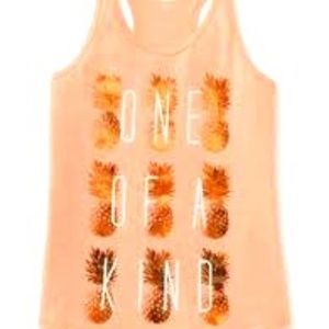Old Navy Racerback Coral w/ Gold Pineapples